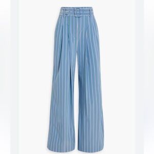 Veronica Beard Blue Striped Wide-Leg Pants